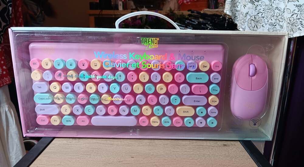 Trend Zone Wireless Keyboard & Mouse Combo with Retro Round Keys